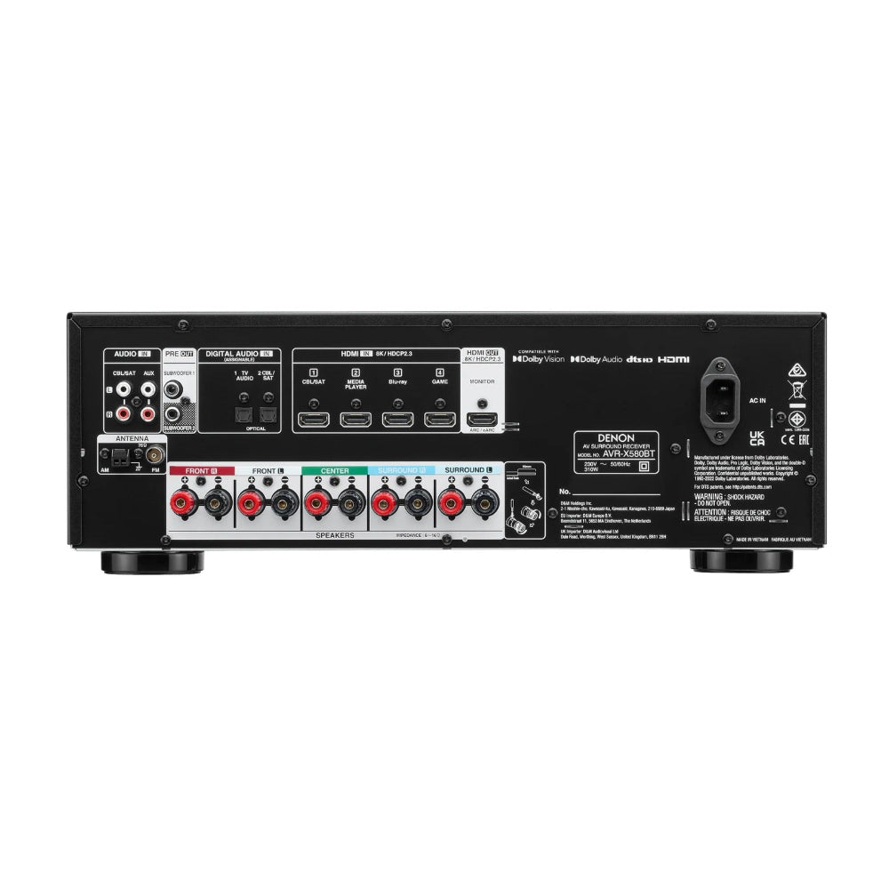 Denon AVRX580BTBKE2 – 5.2-Channel 8K AV Receiver