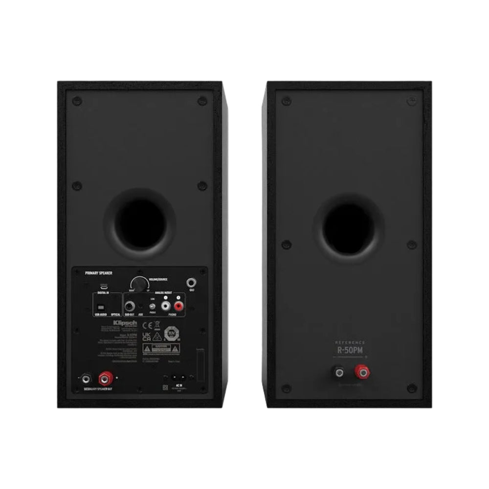 Klipsch R-50PM Black Powered Bookshelf Speakers – Bluetooth Hi-Fi Studio Monitors