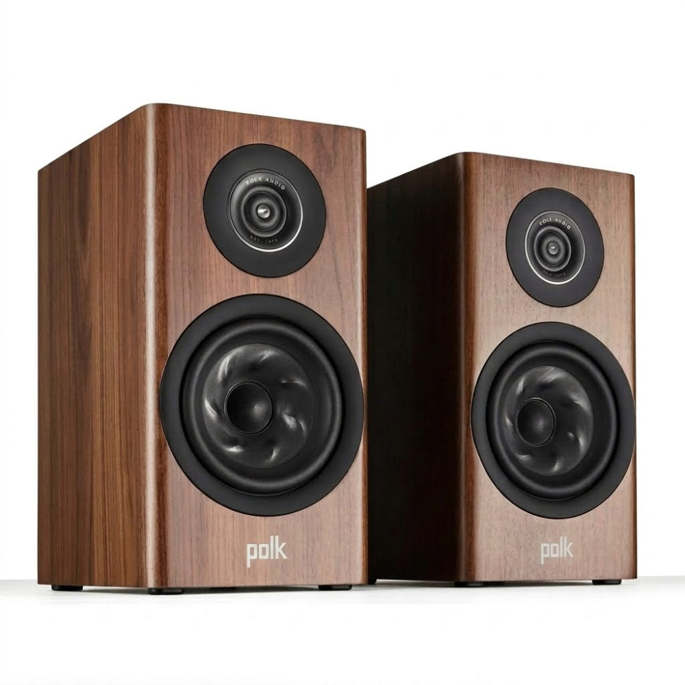 مكبرات صوت POLK AUDIO RESERVE R100 بريميوم صغيرة الحجم على رفوف الكتب