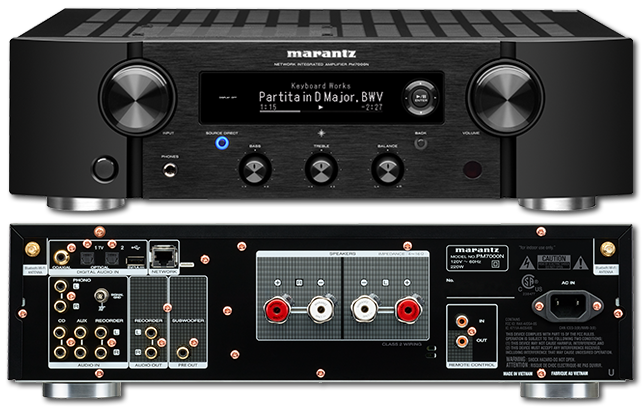 Marantz PM7000N مضخم صوت ستيريو هاي فاي مدمج HEOS يدعم المصادر الرقمية والتناظرية المتوافقة مع مدخل Amazon Alexa Phono