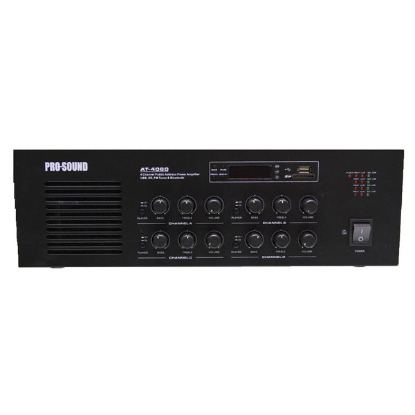 Pro-Sound 4 Channel Mixer Amplifier - AT4060 - USB/SD/FM/Bluetooth