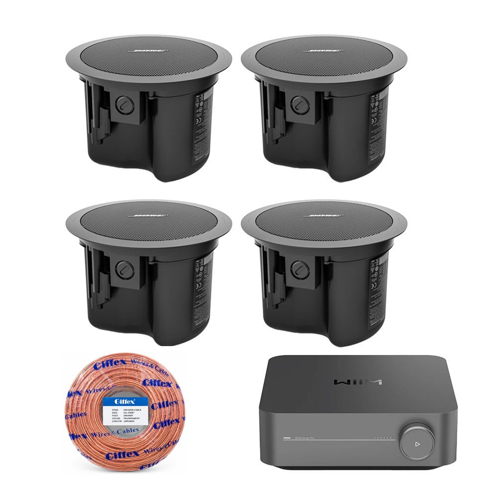 Bose FS2C Ceiling Speakers (4) with WiiM Amp Pro and 16AWG Installation Cable