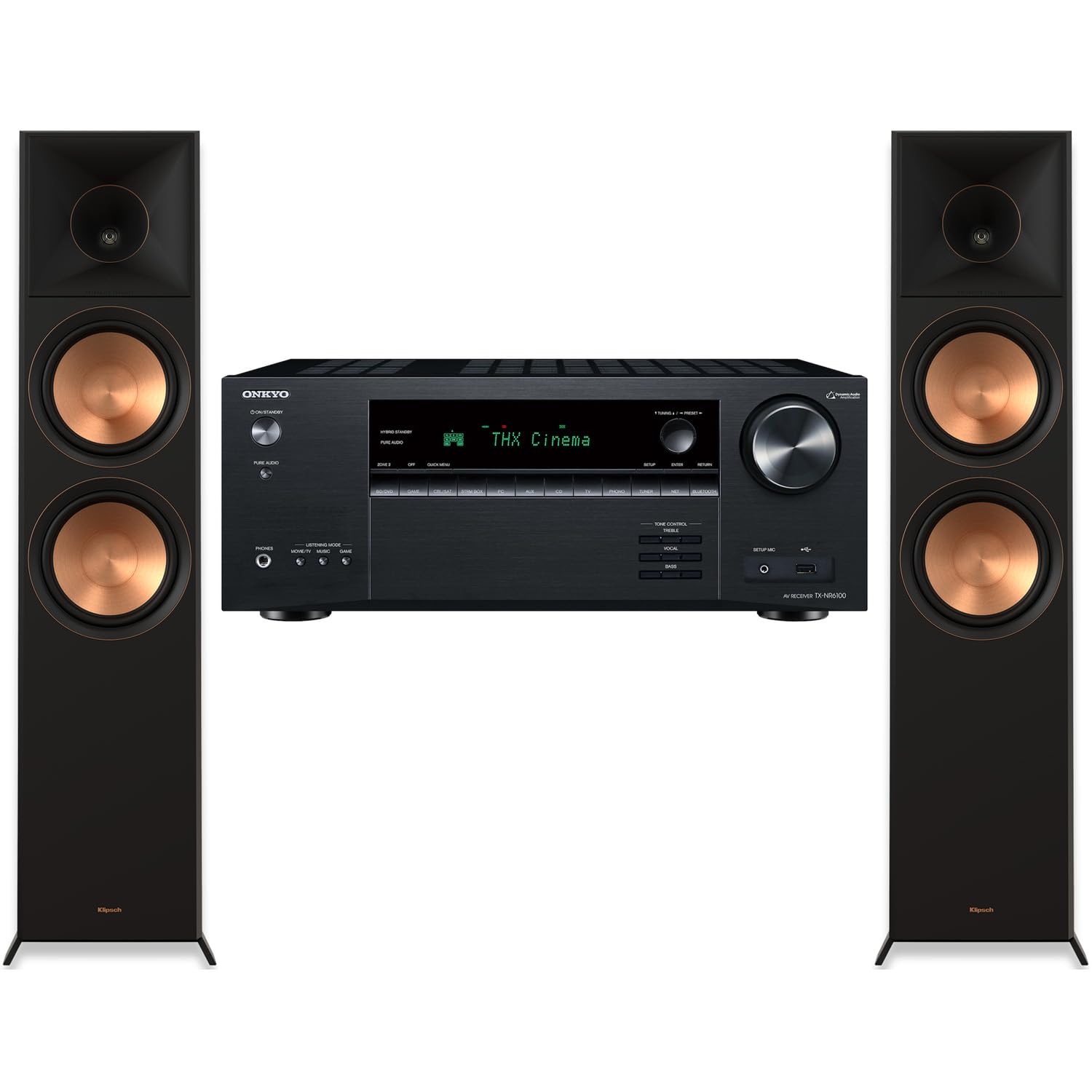 ONKYO TX-NR6100 AV Receiver Bundle with 2 × Klipsch RP-8000F II Floorstanding Speakers