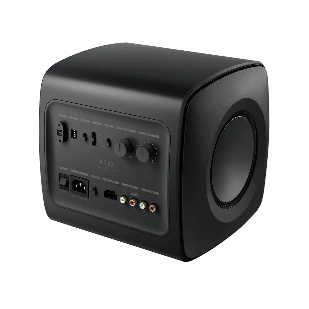 KEF KC62 Powered Subwoofer Black – Compact Force Cancelling Subwoofer