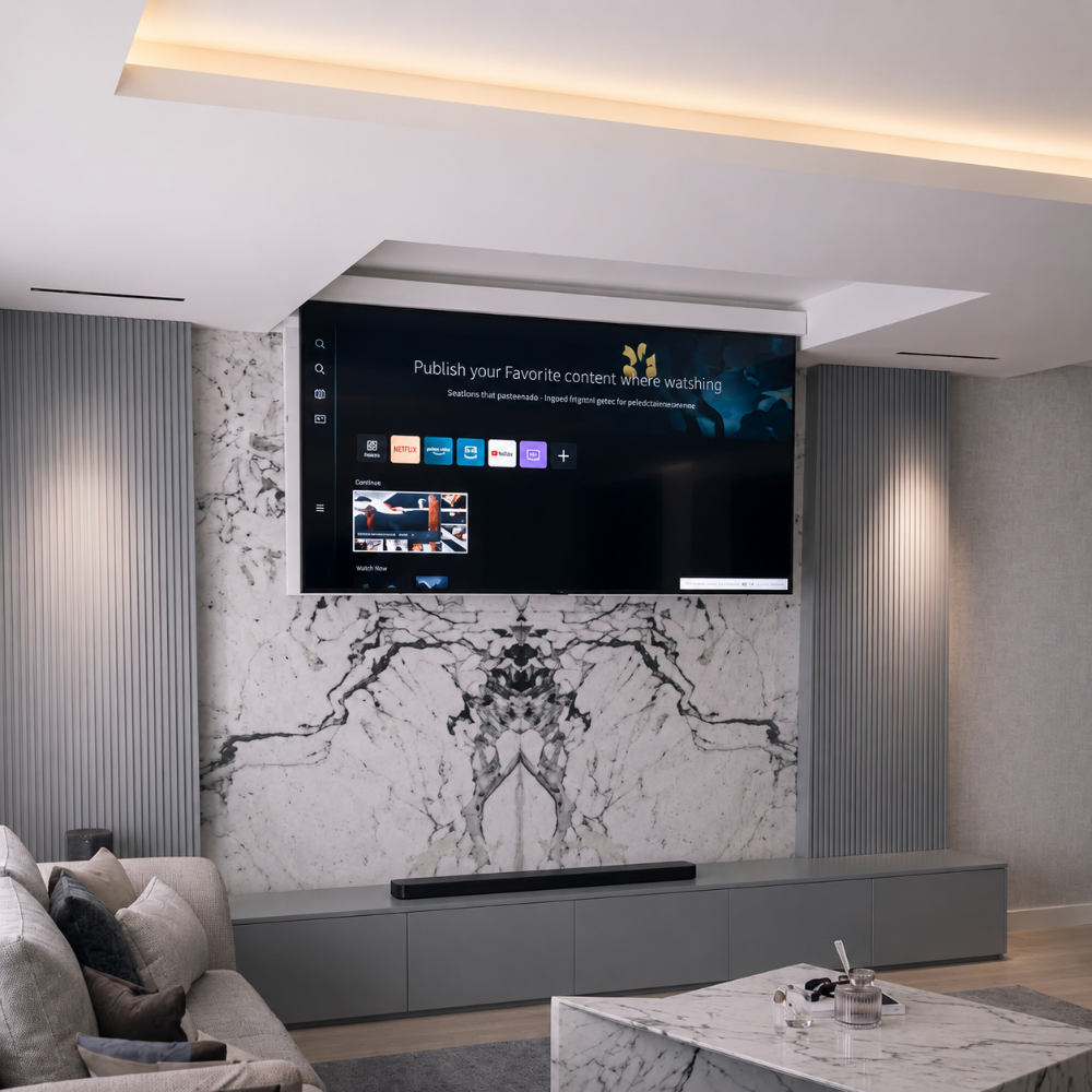 Cinecomfort Motorized Ceiling TV Lift Series for 42–85 Inch TVs
