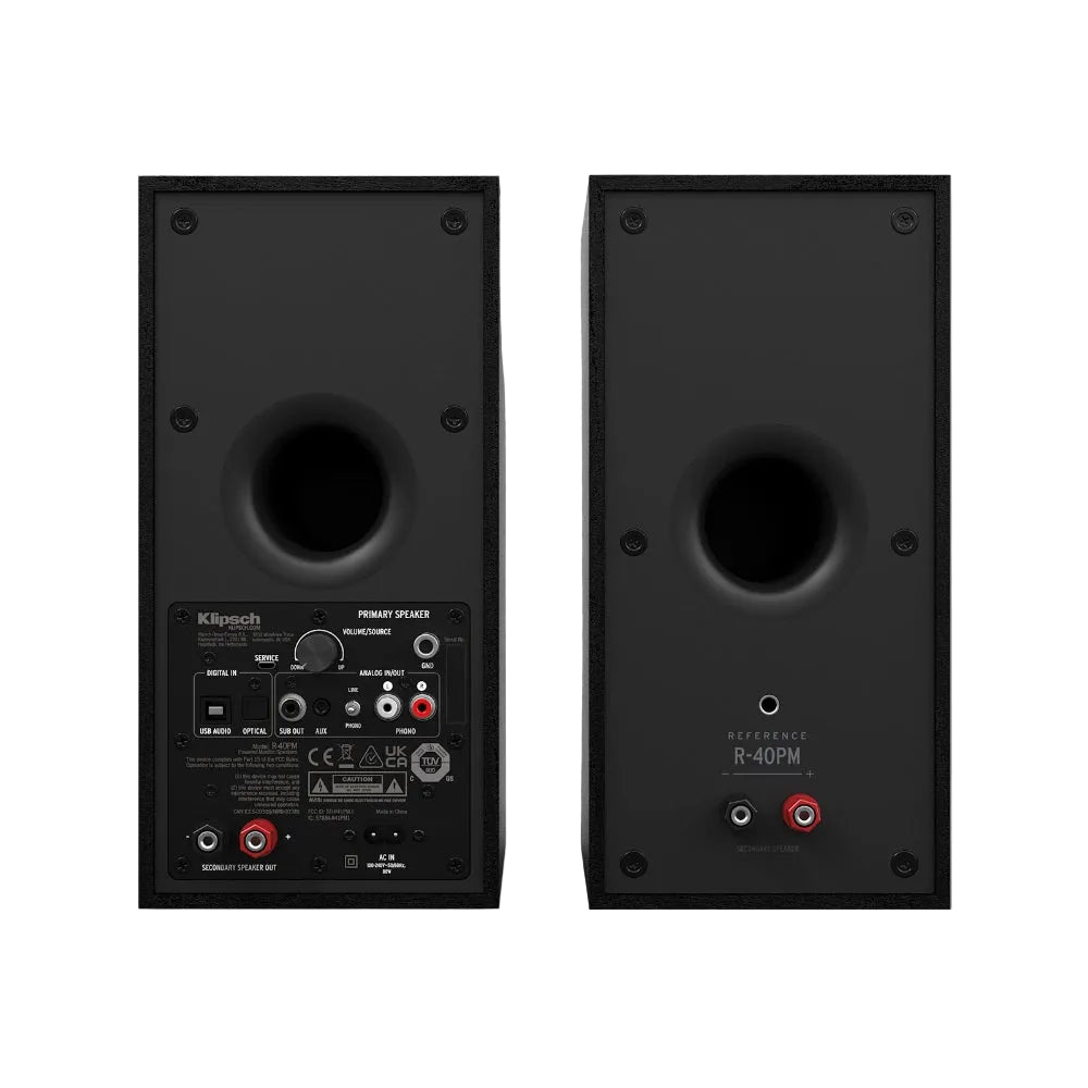 Klipsch R-40PM Black Powered Speakers – Bluetooth Bookshelf Monitor Speakers