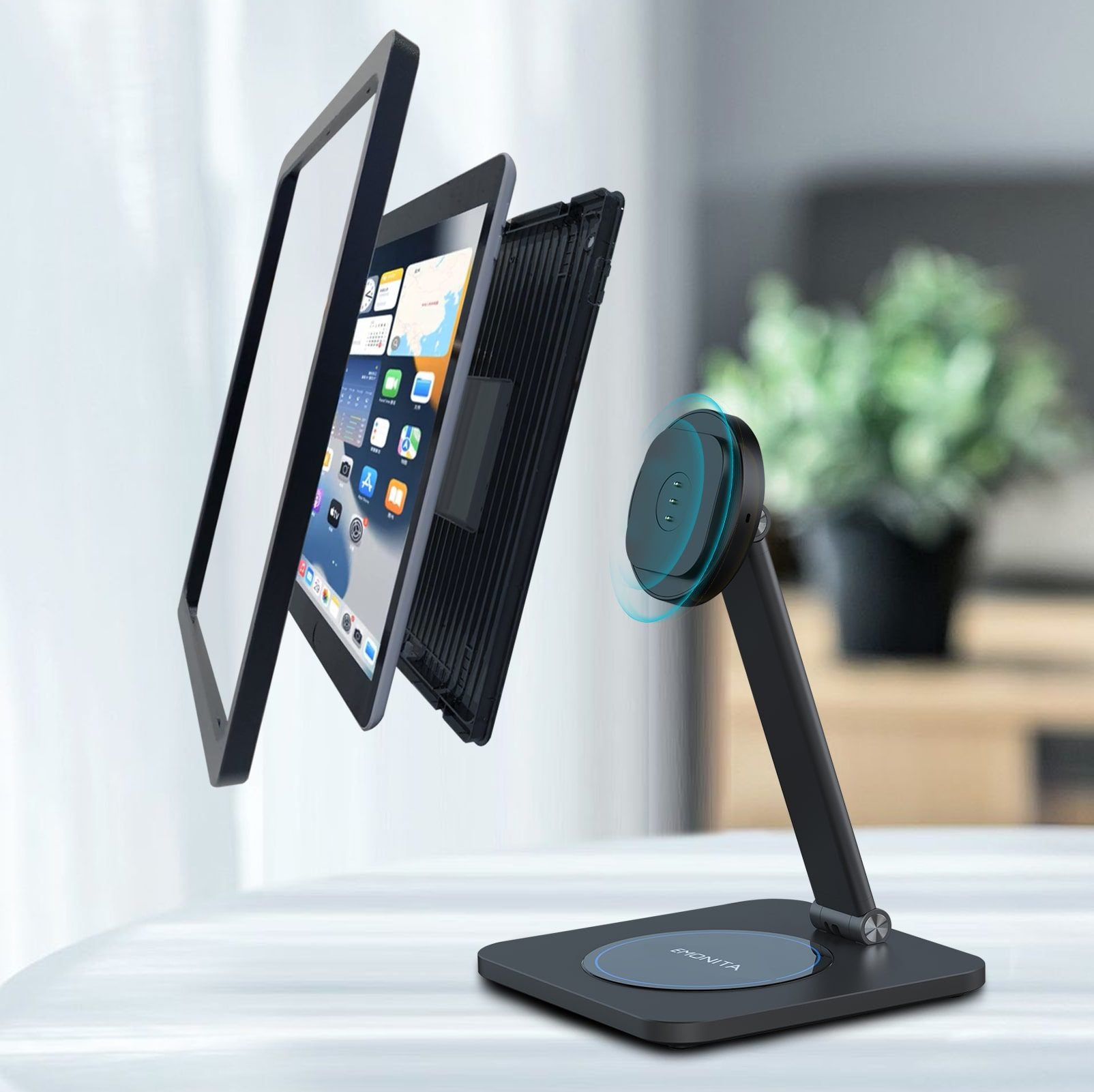 EMONITA 18W Fast Charging Foldable Magnetic Stand with Charging Case for iPad 10.2-in. (7th/8th/9th Gen)