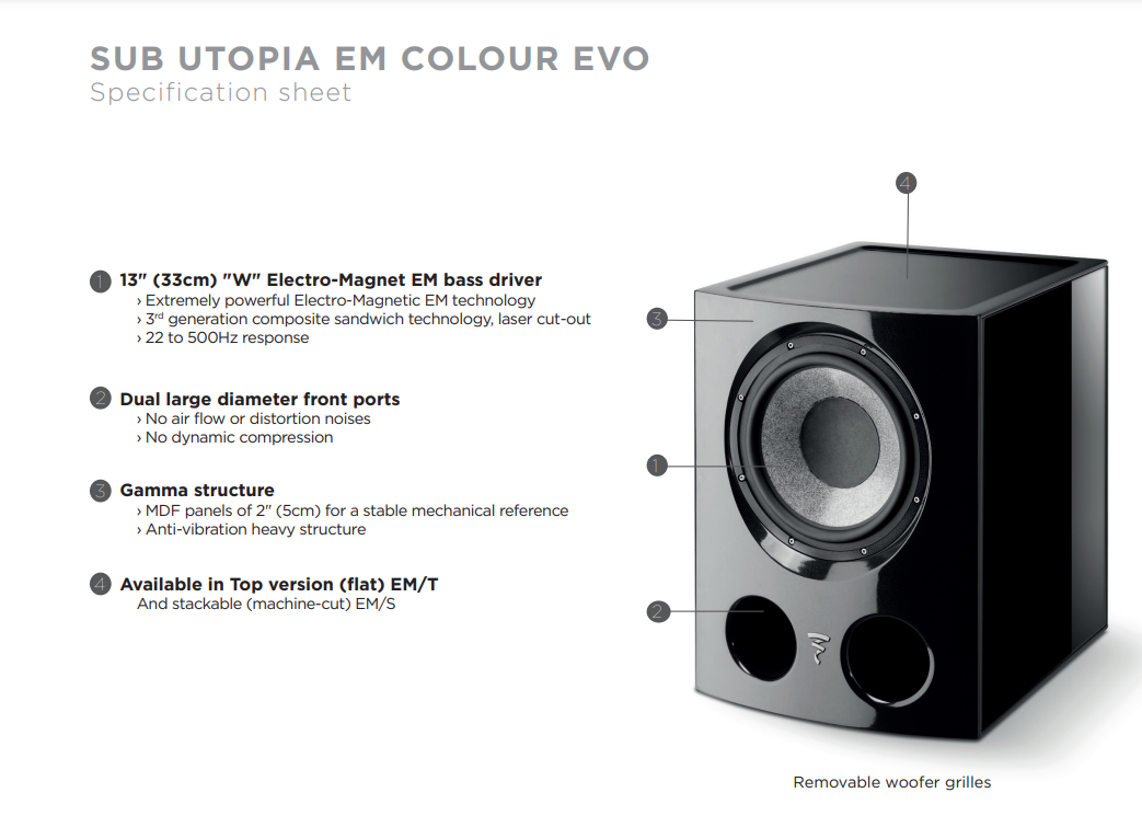 Focal Sub Utopia EM Colour Evo  Stackable high-definition subwoofer