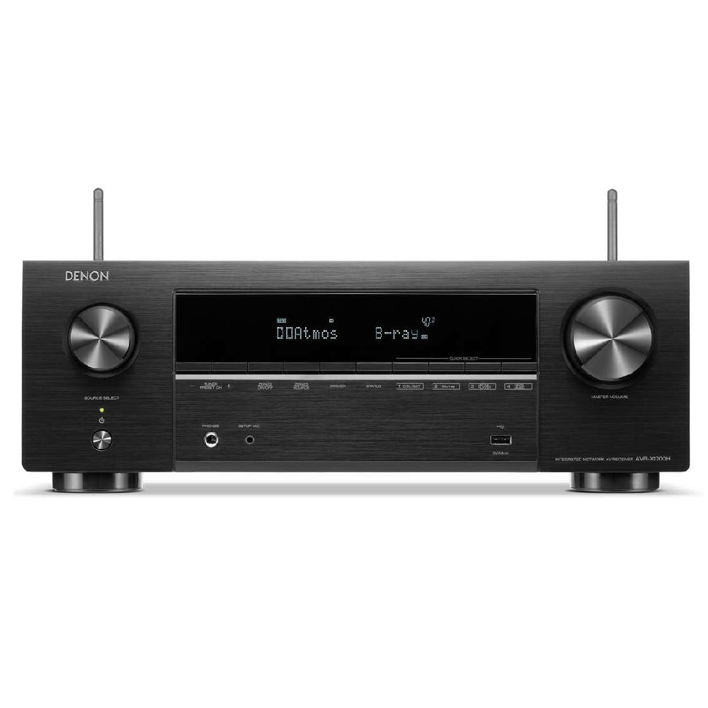 جهاز استقبال Denon Avrx1700h 7.2ch 8k Av مع صوت ثلاثي الأبعاد وتحكم صوتي وHeos مدمج 