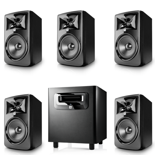 JBL 308P MkII 8 inch Powered 5.1 Monitor System with Subwoofer Bundle