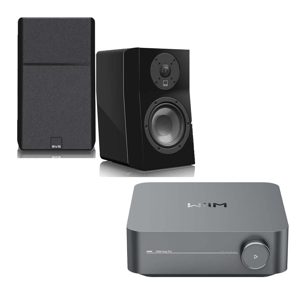 SVS x WiiM Ultra Evolution Nano Bookshelf Speakers x Wiim Amp Pro All-in-One Amplifier Bundle