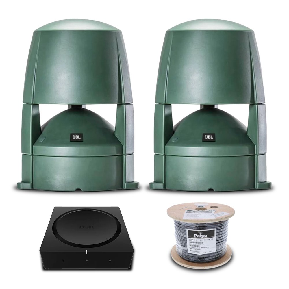 JBL Garden and Landscape C85M Speaker Outdoor Audio Bundle with Sonos Amplifier AMPG1UK1BLK and 25m Paige Speaker Cable