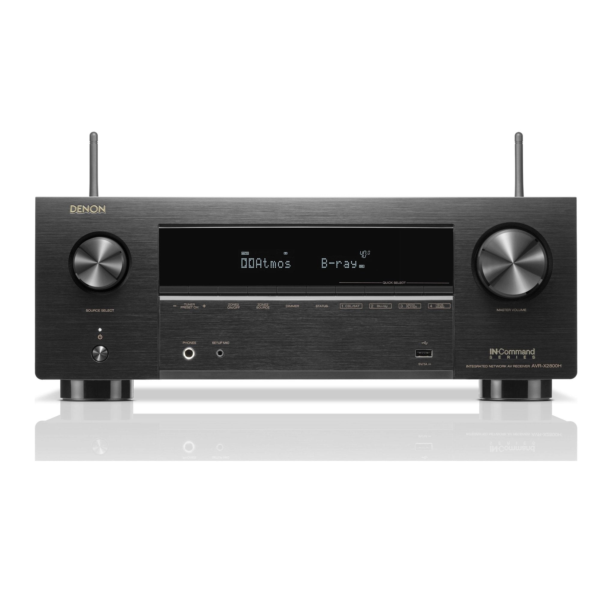 Denon AVR-X2800H 7.2-Channel AV Receiver Home Theater Bundle with Klipsch R-600F, R-30C, R-50M, R-40M & SVS SB-1000 Pro Subwoofer