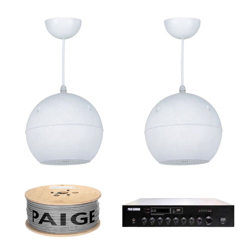 ProSound CSR 520 Pendant Speakers (2), AT-60 BT Amplifier with 50m Cable Bundle