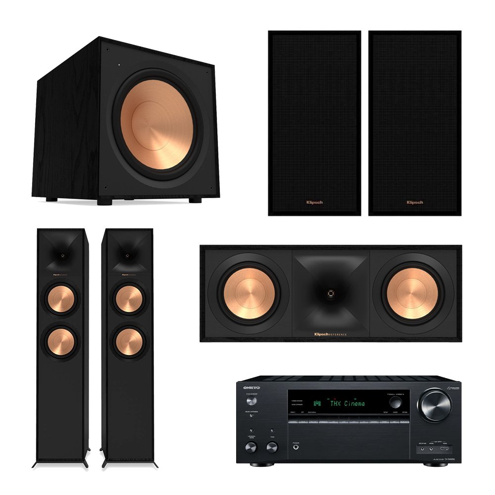 Onkyo TX-NR696 7.2-Channel AV Receiver Home Theater Bundle with Klipsch R-600F, R-50C, R-50M & R-121SW Speakers