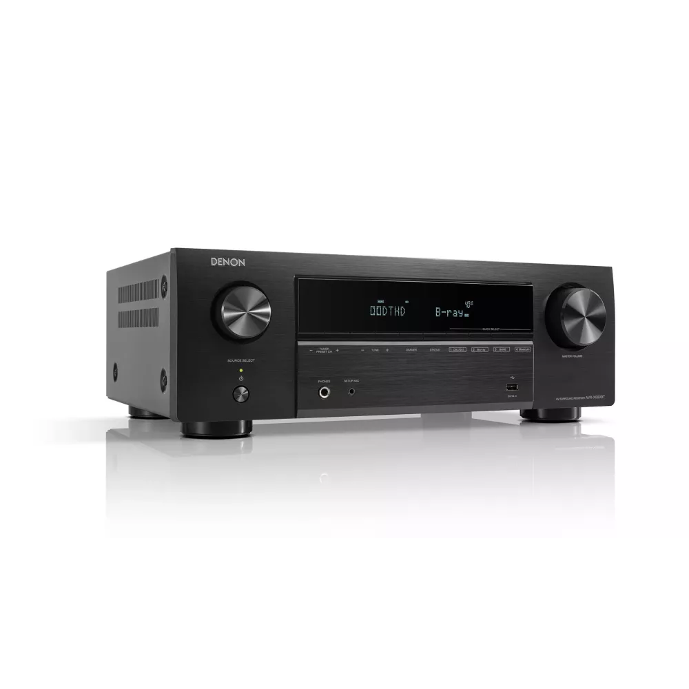 Denon AVRX250BTBKE2 5.1 Channel 4K AV Receiver Home Theater Bundle with Klipsch R-60M, R-40M, R-30C & R-101SW Speakers
