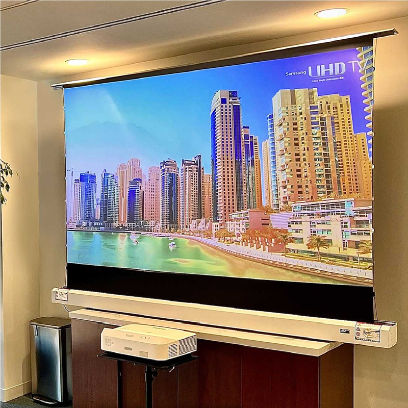 Elite Kestrel Tab-Tension CLR3 Series Ambient Light Rejecting Electric Free-standing Projector Screen