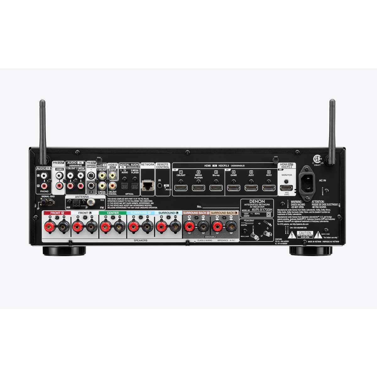 Denon Avrx1700h 7.2ch 8k Av Receiver With 3d Audio, Voice Control And Heos Built In